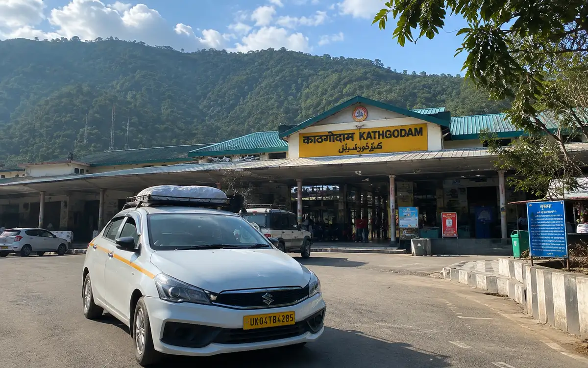 Arriving at Kathgodam railway station – mountain road and travel scenery in Uttarakhand