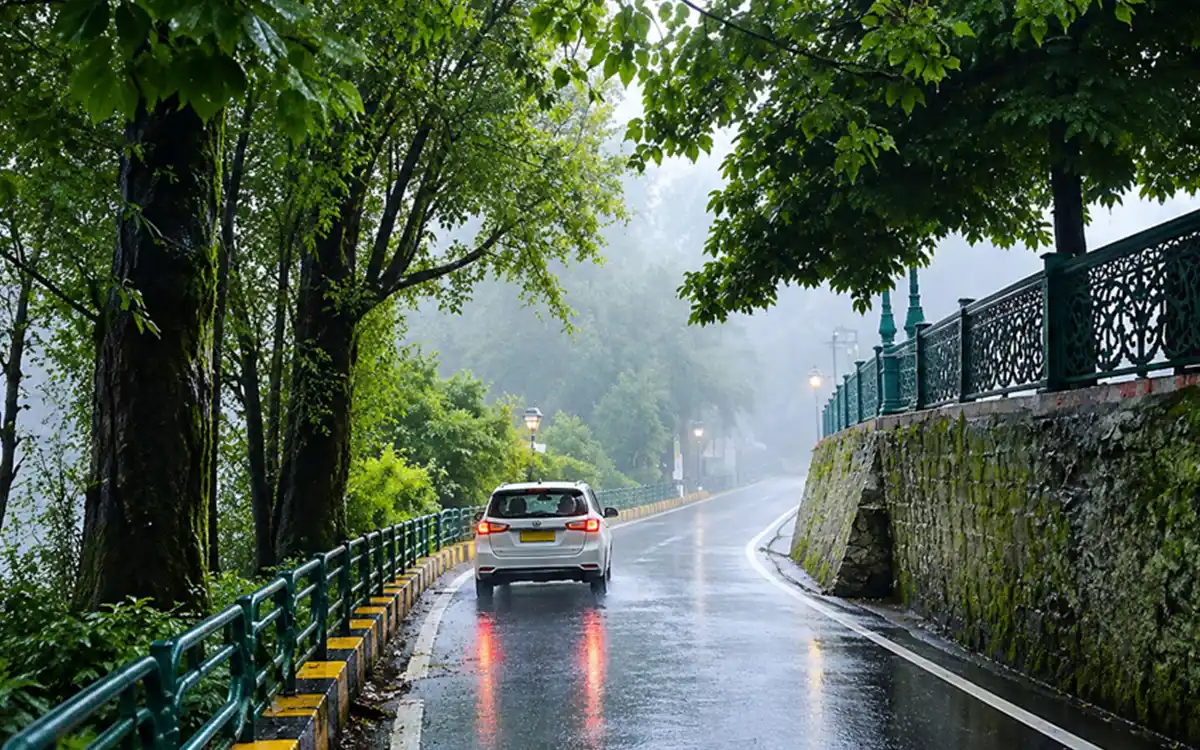 Kathgodam to Bhimtal by taxi – mountain road and travel scenery in Uttarakhand