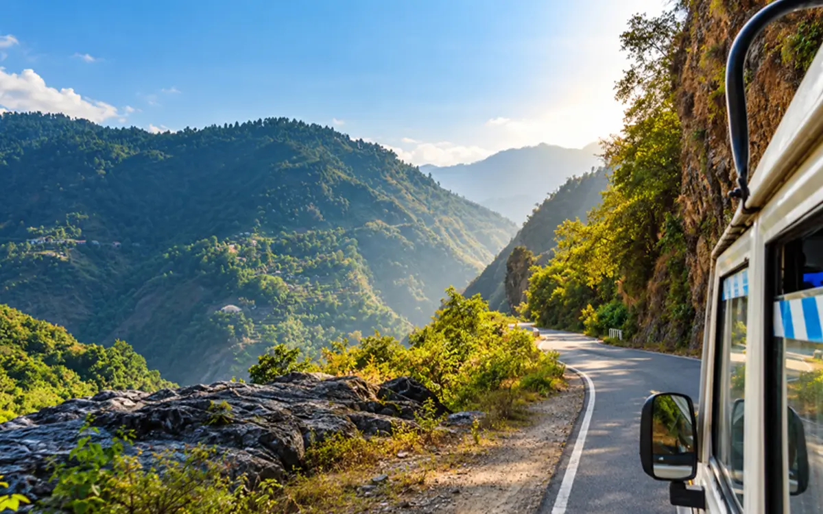 Kathgodam to Pithoragarh by taxi – mountain road and travel scenery in Uttarakhand